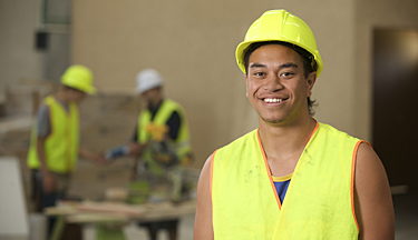 Construction student wearing high vis safety gear