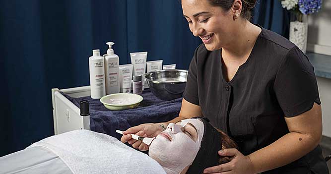 Student having a beauty treatment