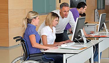 Health students at the computer during their course