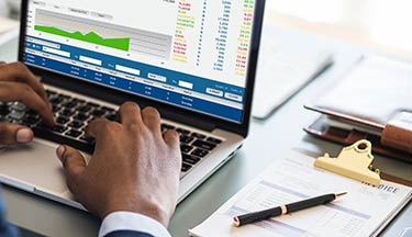 Student using accounting software