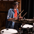 Tyrone Dyer on the drums with his band Copper Feel