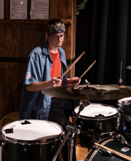 Tyrone Dyer on the drums with his band Copper Feel