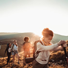 Tourism students hiking together