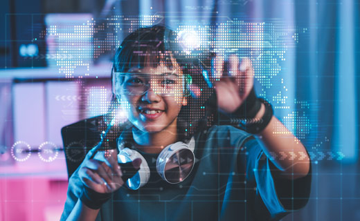 IT student touching a location on a screen