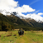 Environmental students walking through Matukituki Valley