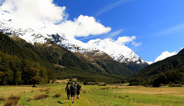 Environmental students walking through Matukituki Valley