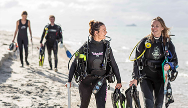 Marine Studies students in diving gear