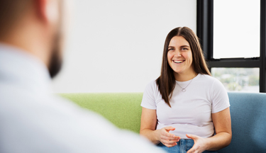 Social Work student talking with tutor