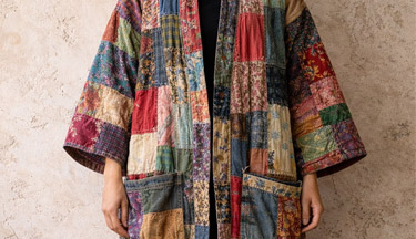 Creative student wearing a kimono
