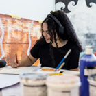 Creative student working on their art