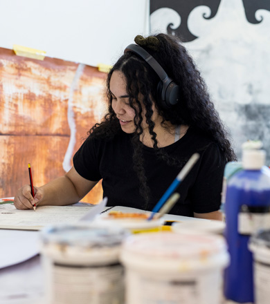 Creative student working on their art