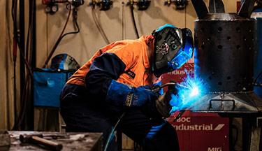 Engineering student welding