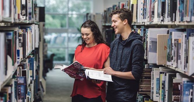 Students in the library