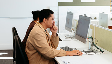 CAD student working the computer