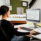 CAD student working on the computer
