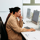 CAD student working the computer