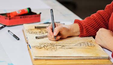 Creative student drawing