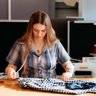Fashion student working on their garment
