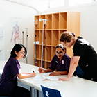 Nursing students with their tutor