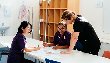 Nursing students with their tutor