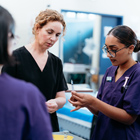 Nursing students with their tutor