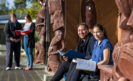 Toi Ohomai students sitting outside Tangatarua Marae