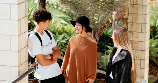 Students hanging out on campus