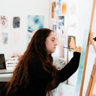 Creative student working on their artwork