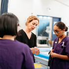 Nursing students with their tutor