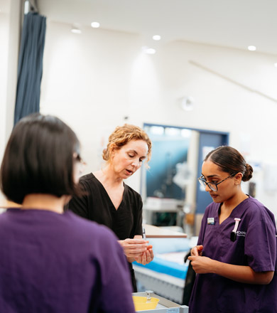 Nursing students with their tutor