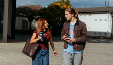 International students walking around campus