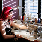 Fashion student working on their garment