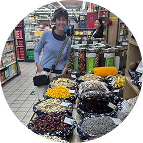 Sue Oakley at a Chinese Market