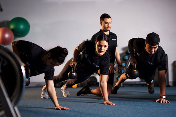 Students working out in the gym