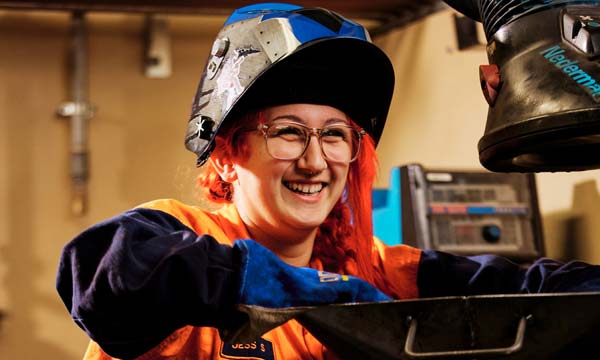 Engineering student welding