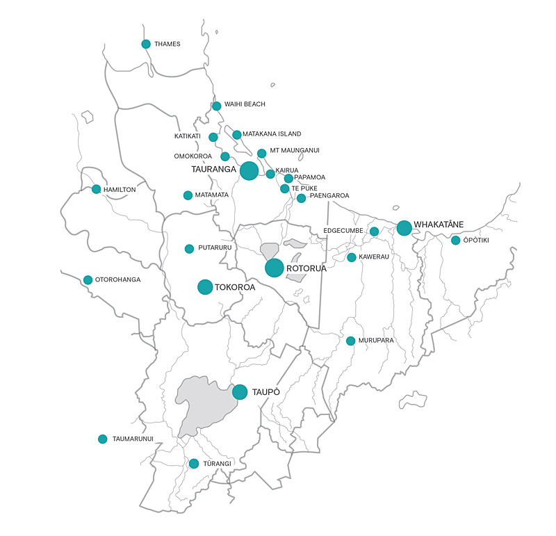 Toi Ohomai region map