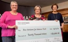 New Horizons for Women Trust’s Colleen Dryden and Gail Campbell with Toi Ohomai Council Chairperson Cathy Cooney.